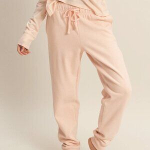 Double Zero Mid-Rise Drawstring Jogger Pants dusty pink
